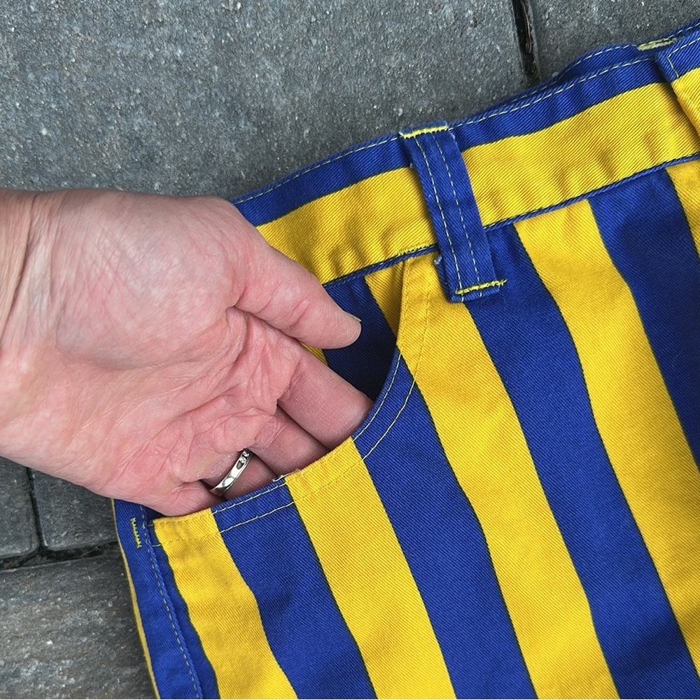 Game Bibs Blue Gold Cotton Mini Skirt Women 8 Collegiate Athletic Sports - Picture 5 of 10